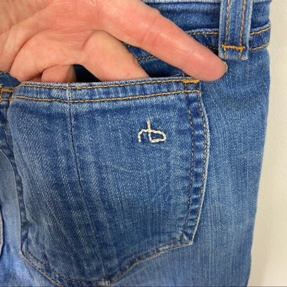 Rag and Bone Mid Rise Capri Jeans Finch Blue Size 24 Lyocell Stretch Denim USA - Picture 6 of 14